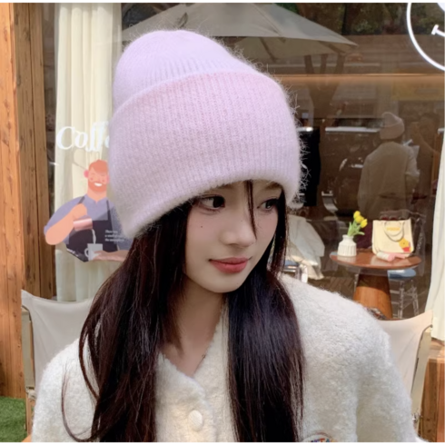 르러프 풍성한 앙고라 비니 겨울모자