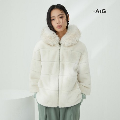 24FW FAUX세이블 SLIM호리젠탈 자켓 - 더엣지 24 FAUX밍크 후드트리밍 자켓