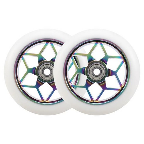 스턴트스쿠터바퀴 - 스쿠터 액세서리 110mm 스쿠터 바퀴 다채로운 Pu 바퀴 두꺼운 스턴트 자동차 바퀴 베어링 (흰색) 2 개
