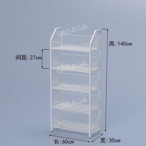 gs25상품권 - 중소형 선반 진열대 이동식 편의점 슈퍼마켓 간식 음료 장난감 양말 다층, 화이트 5 층 60 x 30 x 140cm, 30개