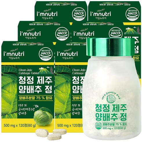 아임뉴트리 청정 제주 양배추환 양배추 정 500mg x 120정, 6개