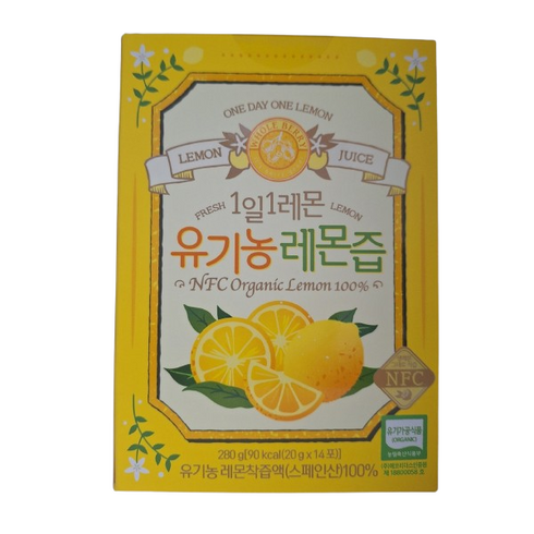 홀베리 유기농 레몬즙 20g x 14포 100% 착즙 레몬즙, 280g, 1개