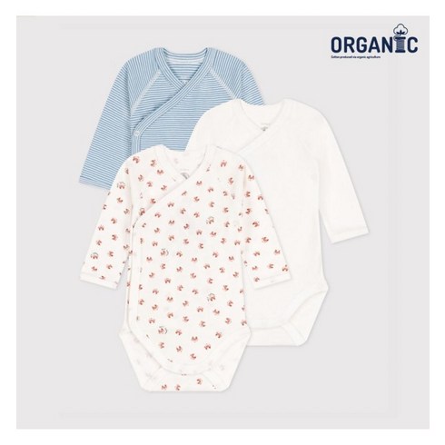 쁘띠바또우주복 - 쁘띠바또 베이비 오가닉 애니멀 랩바디수트 오렌지 3PACK