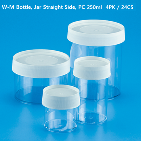 병단형 - PC 단형 대 광구병 쟈 W-M Bottle Jar Straight Side 250ml, B08-46-623 4PK