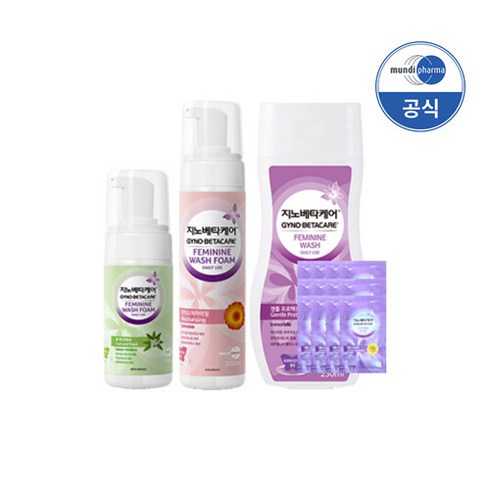 지노베타케어 여성청결제 폼 젤타입 데오(100ml) + 모이스처(200ml) + 젠틀젤(250ml) + 파우치 12매, 데오100+모이스처200+젠틀젤250