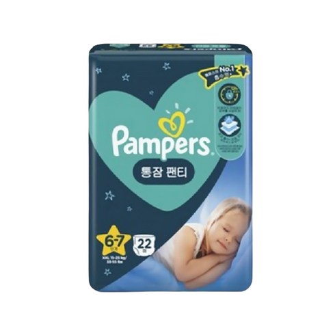 팸퍼스 통잠 기저귀 아동용 6-7단계(15~25kg) 팬티형 아동공용, 44매, 6단계