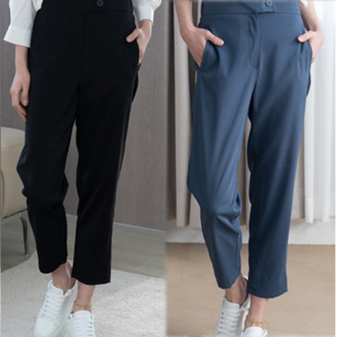 [탈리아] 쫀쫀한스판성 편하고 핏이 이쁜 날씬바지 크롭밴딩슬랙스팬츠