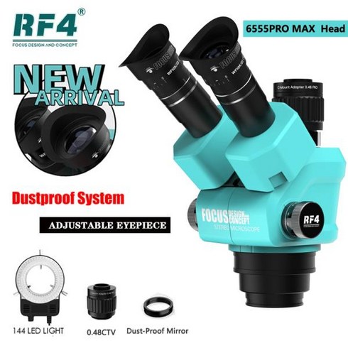 rf01pro - RF4 삼안 현미경 헤드 6.5X-55 동시 초점 연속 줌 스테레오 WF10X/22mm 렌즈 휴대폰 PCB 납땜, 01 6555promax Head