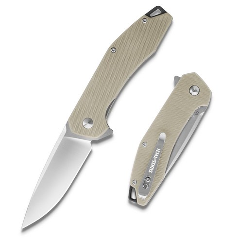 SWISS+TECH G10 DIY 19.8 나이프 폴딩 나이프 접이식 칼 D2강 블레이드 핸들 라이너 락 아웃도어 캠프 낚시 등산