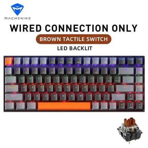 K500A-B84 기계식 키보드 - 디스플레이AliExpress Collection Machenike K500A-B84 기계식 키보드 PC 게이머 노트북용 핫 스왑 가능, 2) Wired Brown Switch, 02 Wired Brown 스, 2) Wired  Switch, 없음