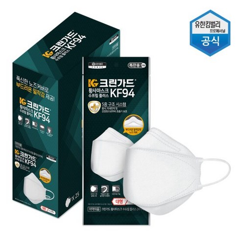 유한킴벌리 끈조절 KF94 황사 마스크 대형 25매 5중필터, 단품, 1개