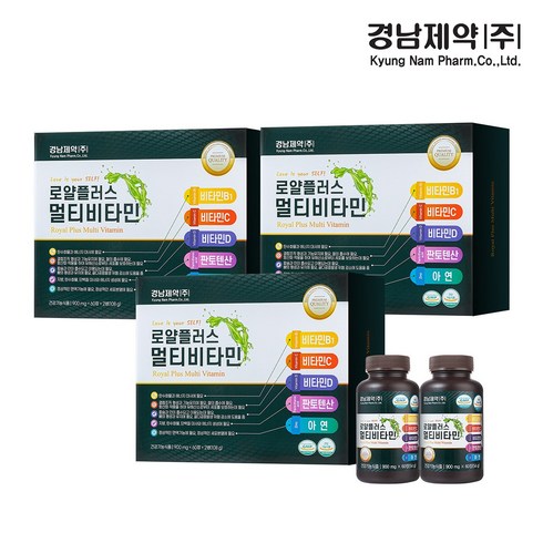 프리미엄멀티비타민골드 - [경남제약] 로얄플러스 멀티비타민 900mg x 60정 x 2병, 3개, 120정