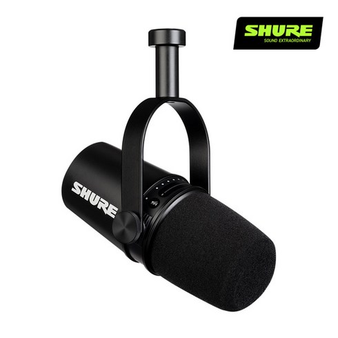 슈어 팟캐스트 XLR USB 하이브리드 듀얼 마이크 실버, MV7 Black