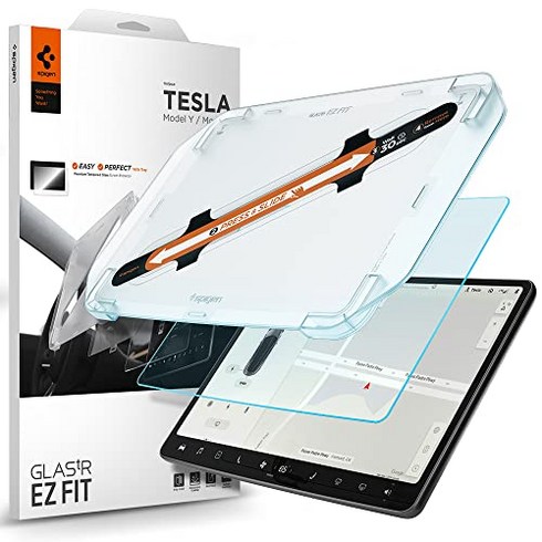 Tesla Model 3 / Y 대시보드 터치스크린용으로 설계된 Spigen 강화 유리 화면 보호기 [GlasTR EZ FIT] - 무광/지문 방지