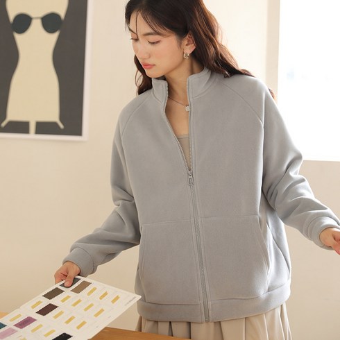 Yuran 여성용 집업 모크넥 후리스 자켓