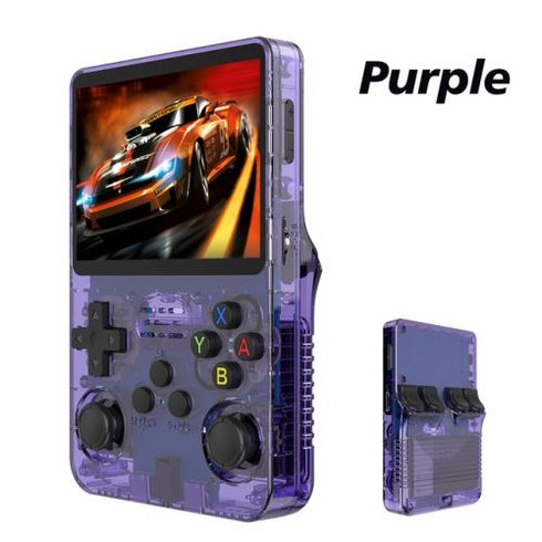 R36S 게임기 레트로 휴대용 비디오 게임 콘솔 리눅스 시스템 35 인치 IPS 스크린 포켓 플레이어 64GB 128G RG35S 플러스, 4) Purple64G