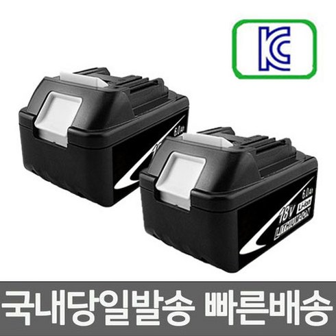 마끼다배터리 - 마끼다18V 6.0Ah 교체용배터리 호환가능BL1860B 2Pcs 국내당일발송, 마끼다 18V 6000mAh*2Pcs, 2개