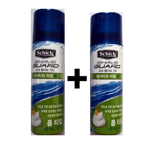 쉬크 쉐이브가드 센서티브라임폼 (60g) 2개/ 면도크림/여행용/출장용, 60ml, 2개