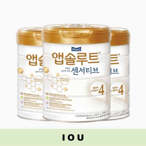 앱솔루트 센서티브 4단계 900g 3캔 배앓이 소화흡수 영양분유 신생아건강 균형성장, 3개