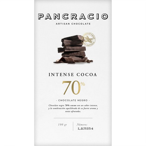 2024년 가성비 최고 판크라시오초콜릿 - 스페인 Pancracio 판크라시오 70% 카카오 다크 초콜릿 태블릿 바 100g 5팩, 5개
