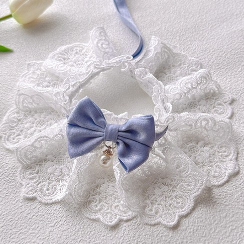 강아지 고양이 레이스 리본 케이프, 1개, 소라