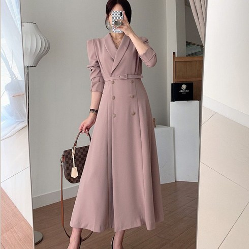 [랜덤플레이] 트렌치 카라 롱 자켓 코트 원피스