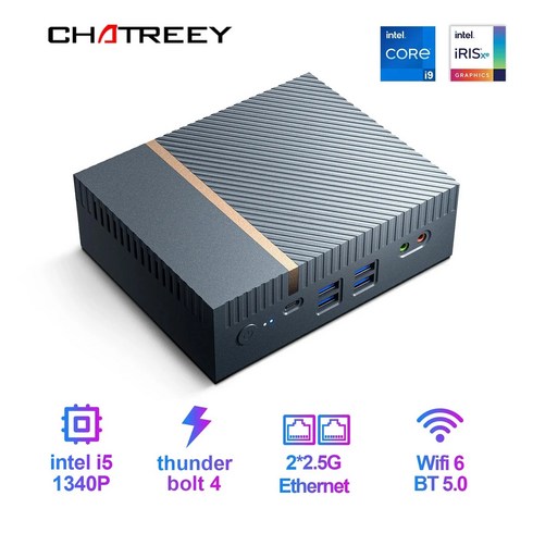 Chatreey 게이밍 미니 PC 데스크탑 컴퓨터 IT12 인텔 코어 i5 1340P i7 1270P i9 12900H 13900H 4K 60hz 2x HDMI 25G LAN D, 6.i5 1340P DDR5  16G  512GBAU