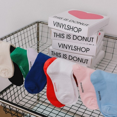 도넛바이닐샵 - 도넛바이닐샵 DONUTVINYLSHOP plain socks 10colors