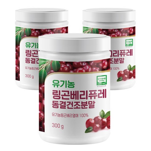 유기농 링곤베리 퓨레 동결건조분말 300g, 3개