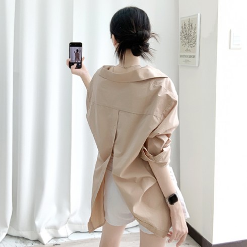 티데일리 여성용 백 버튼 루즈핏 셔츠