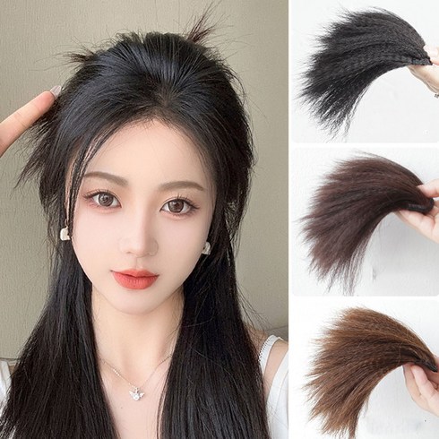 톡톡창고 3배 정수리 볼륨 머리뽕 윗머리 헤어뽕 똑딱이 헤어피스, 10cm-라이트브라운, 1개