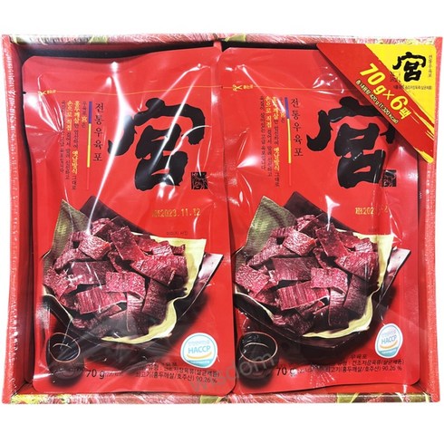 견우푸드 궁 우육포, 70g, 6개