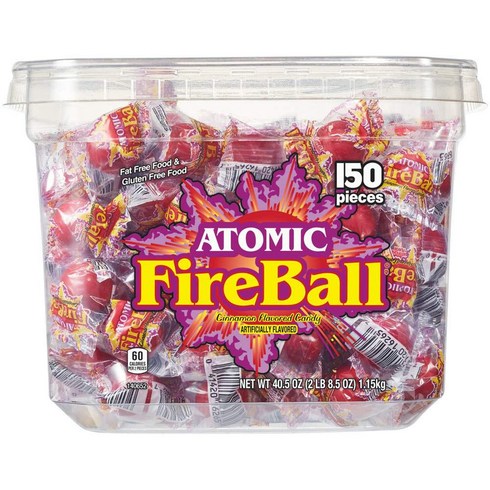 파이어볼시나몬 - Ferrara Pan Atomic Fireballs Cinnamon Hard Candy 페라라 팬 아토믹 파이어볼 시나몬 하드 캔디 150개입 40.5oz(1.15kg), 1개, 1g