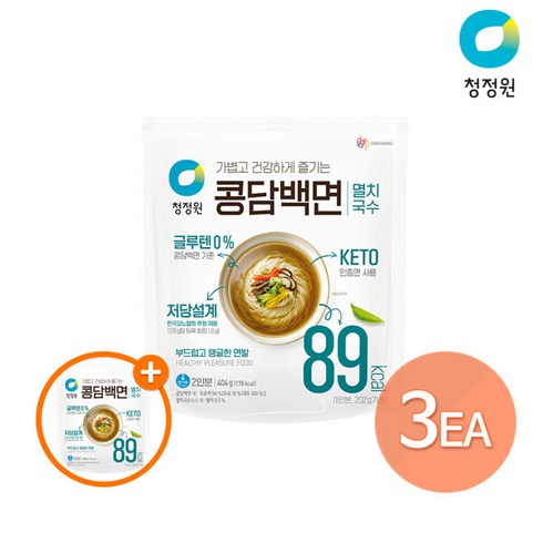 청정원 콩담백면 멸치국수(2인) 404g x 3개+(증정)멸치국수1개, 3개