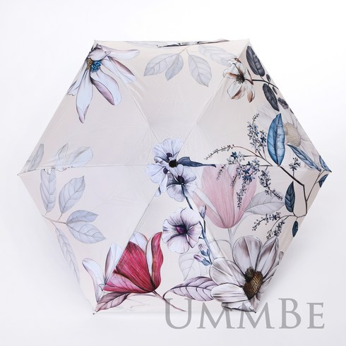 일제양산 - 노벨 일본양산 아이보리 큰한폭 꽃 경량 미니 5단 양산 우산 엄마양산 선물 작은가방용