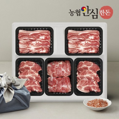 농협안심한돈 [농협안심한돈] 무항생제 한돈선물세트 3kg (삼겹살 2팩+목살 2팩+특수부위), 1