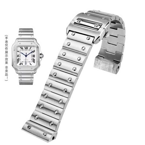 까르띠에시계줄호환 Cartier Santos 100 WSSA0009 용 솔리드 스테인레스 스틸 시계 금속 남성용 액세서리 23mm