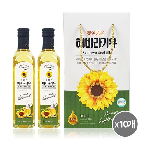 웰크리 해바라기씨유 선물세트 500mlX2P 10개 박스, 20개, 500ml