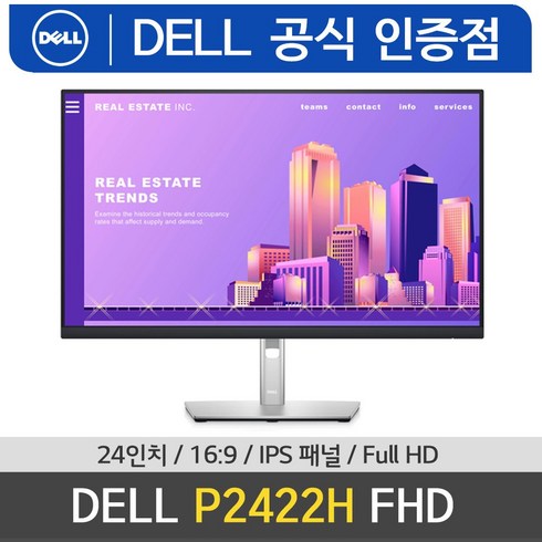 DELL P2422H 24 모니터 P2419H 후속 16:9 IPS FHD 피벗 HDMI DP VGA포트