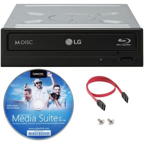 Producator LG WH16NS46 16X 블루레이 BDXL MDISC DVD CD 내부 라이터 드라이브 번들 무료 사이버링크 버닝 소프트웨어 SATA 케이블 장착 나사, + Cyberlink + SATA Cable + Mou