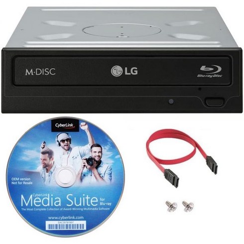 킹더랜드블루레이 - Producator LG WH16NS46 16X 블루레이 BDXL MDISC DVD CD 내부 라이터 드라이브 번들 무료 사이버링크 버닝 소프트웨어 SATA 케이블 장착 나사, + Cyberlink + SATA Cable + Mou