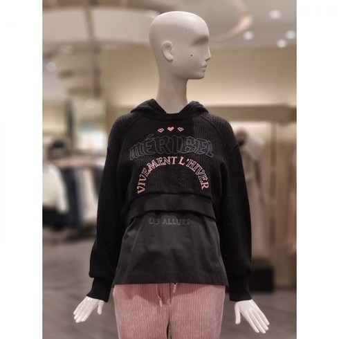 오즈세컨 레이어드자수후드티셔츠O22CBTTO596W