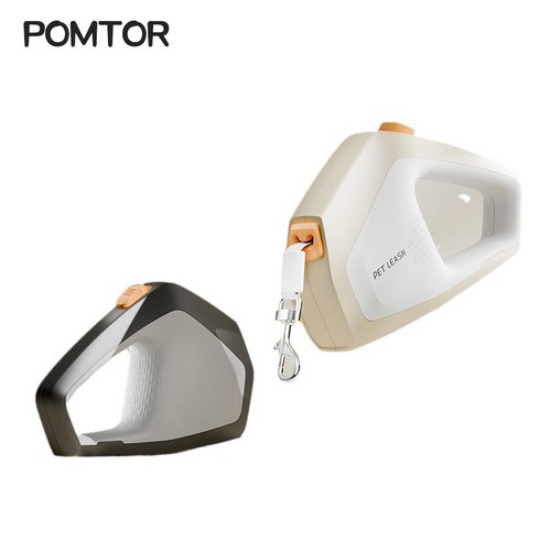 POMTOR 반려동물 꼬임방지 원터치 자동 리드줄, 1개, 블랙그레이