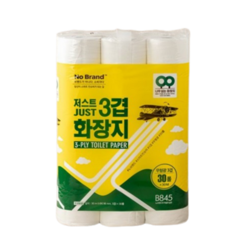 노브랜드화장지 - 미래생활 저스트 3겹 화장지 30m x 30롤, 3개