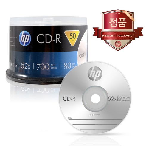 HP CD-R 50장 케이크 700MB 52X 공CD 공시디, 상세페이지 참조