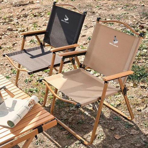 캠핑의자 - Bonjour 아웃도어 포레스트 컴포트 캠핑 의자 세트 대형, 2개, 블랙