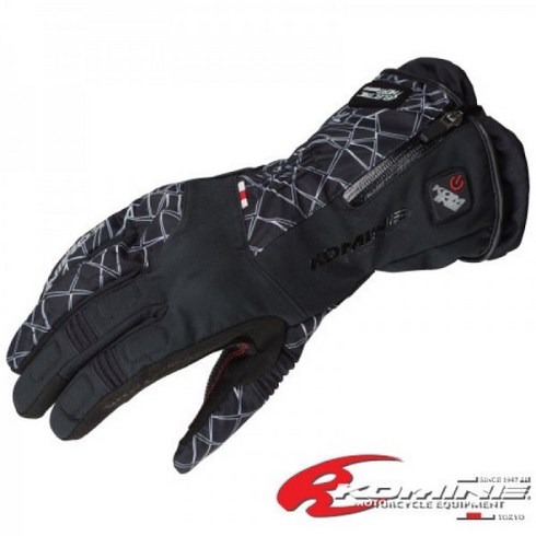 KOMINE EK-205 플래그쉽 열선 글러브 방수 방한 투습기능, BLACK