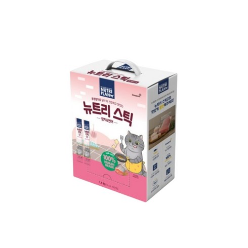 참치/연어 - 동원 뉴트리플랜 뉴트리스틱 고양이 간식 츄르 대용량, 참치+연어, 14g, 100개