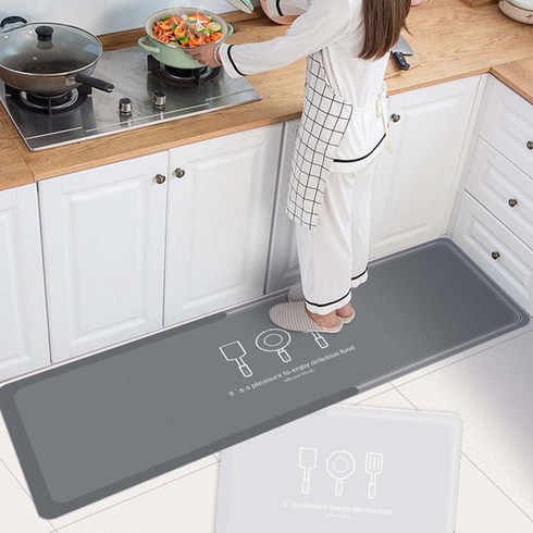 2023년 가성비 최고 빨아쓰는 규조토 발매트 욕실주방 화장실매트 - 빨아쓰는 소프트 규조토 발매트 주방 현관 화장실 발판 욕실 세척 물흡수, 딜리셔스푸드 진그레이
