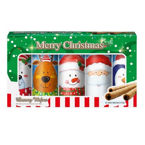 2023년 가성비 최고 연말선물 - 켈슨 크리스마스 럭셔리 웨이퍼 선물세트, 크리스마스 럭셔리 웨이퍼 100g 5종 선물세트, 1세트